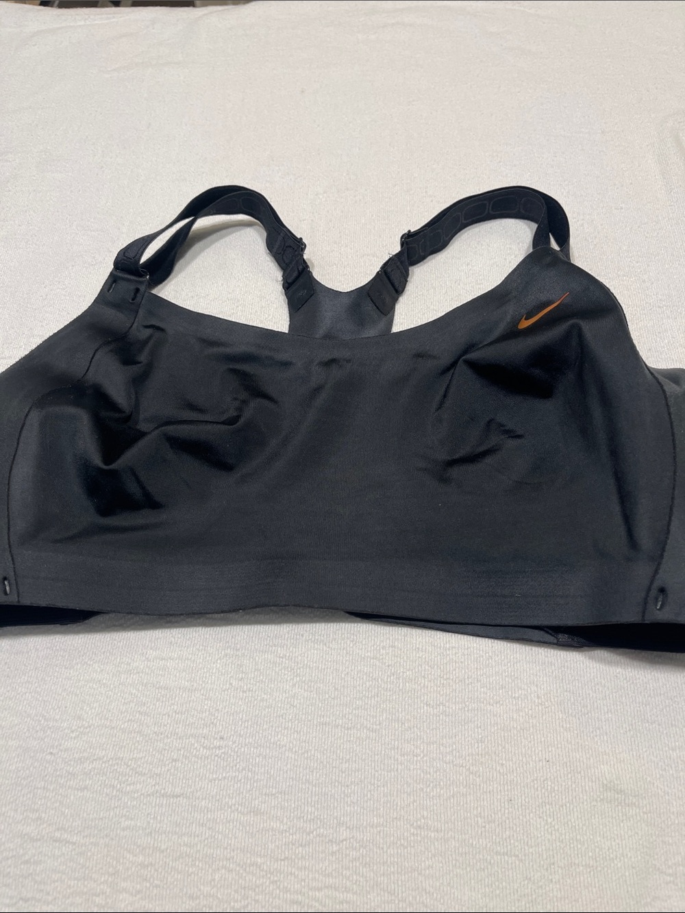 Nike Black Sports Bra with Orange Swoosh - High Support